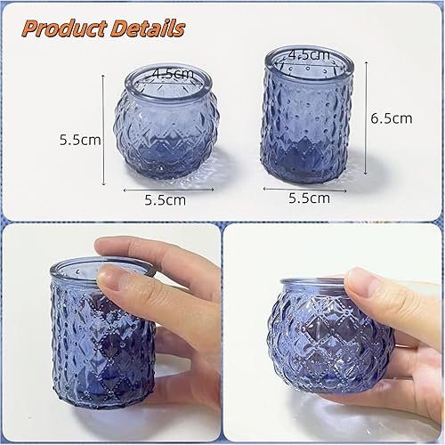 Lot de 12 bougeoirs en verre assortis pour fête prénuptiale, centre de table de mariage, décoration d'intérieur (12, bleu) - Nail Gallerys