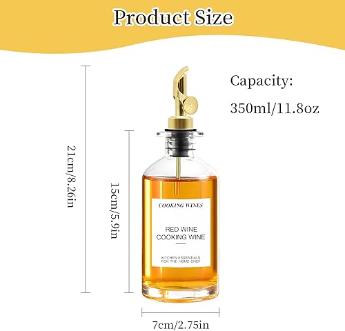 Dokeno Lot de 2 Bouteille Huile Olive avec Bec Verseur, Distributeur Huile d’Olive pour Cuisine, Oil Dispenser Vinaigre Distributeur, Avec étiquettes Autocollants et Entonnoir (350 ml, Argent) - Nail Gallerys