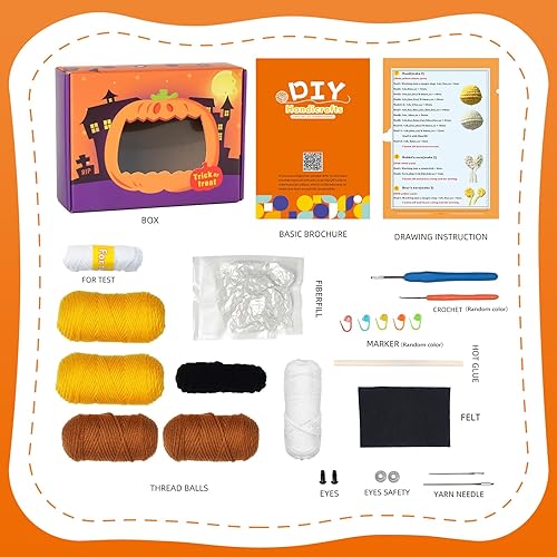 Winmany Kit de crochet pour débutants Halloween citrouille animaux sac à bonbons cadeau pour débutants adultes et enfants instructions et didacticiels vidéo (Sac à bonbons House) - Nail Gallerys