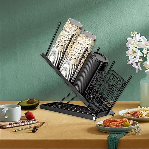 Tefola Organisateur de café, distributeur de tasse jetable, porte-gobelet en papier pour maison, cuisine, bureau, cafétéria, bar (noir) - Nail Gallerys