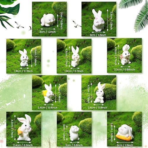 Queekay 20 Pièces Figurines de Lapin de Pâques Toppers de Cupcakes en Résine Jouets de Lapin Décoratifs Jolies Statuettes de Lapin Mini Décorations de Fête de Lapin Miniature de Carotte de Jardin - Nail Gallerys