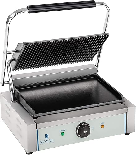 Royal Catering Machine à Panini Burger RCKG-2200 (2.200W, 230V, supérieur plaque de cuisson 34x22, inférieur plaque de cuisson 34,5x23, collecteur de graisse) - Nail Gallerys