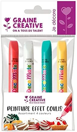 GRAINE CREATIVE 4 Crayons de nappage Effet coulis - Jaune/Rose/Blanc/Vert - Nail Gallerys