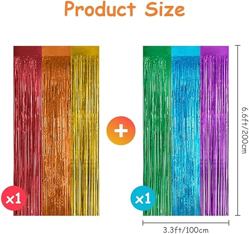 OFFCUP Rideau Métallique de Frange Multicolor, 4pcs Rideau à Franges AluminiumBrillant, 1m x 2m Rideaux à Franges Brillant pour Décoration Fête Mariage d'anniversaire - Nail Gallerys