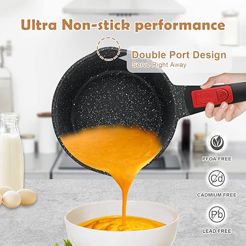 Bobikuke Casserole à sauce 18cm Antiadhésif avec Poignée détachable, Résistant au four et au lave vaisselle, Tous Types de Cuisinières (noir) - Nail Gallerys
