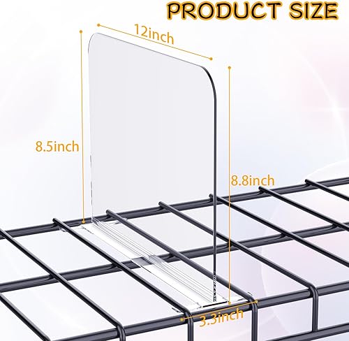 Lot de 6 séparateurs en acrylique transparent - Multifonctions amovibles - 30 x 20 cm - Séparateur de coffre - Pour chambre à coucher, cuisine, armoires et organisation - Nail Gallerys