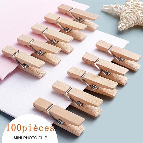 LOMIMOS 100 Pièces Mini Pinces de 3cm en Bois Cannelle, Petite Pinces en Bois Original Multi Usage pour Polaroid Photo Décorer La Chambre, Travaux Manuels, Cartes Postales - Nail Gallerys