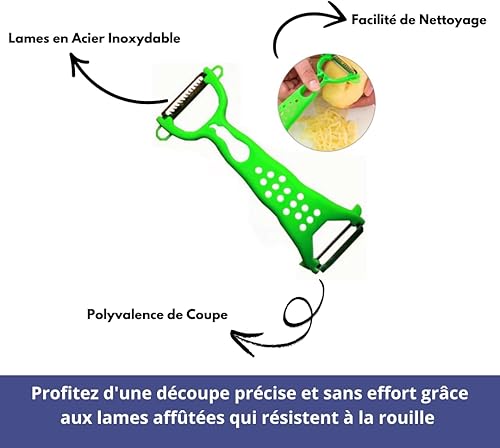 maison culte maisonculte VeggieGlide- Râpe légumes double face Éplucheur Multifonctionnel en Acier Inoxydable - Julienne Cutter de Fruits et Légumes avec Poignée Ergonomique - Nail Gallerys