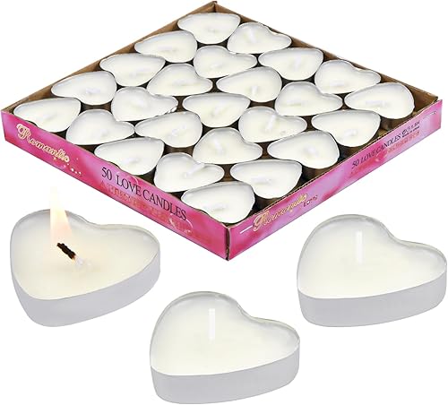 Aomhrek Bougies Chauffe-Plat en Forme de Cœur, Bougies Décoratives Romantiques pour Mariage, Propositions et Anniversaires, Bougies Scintillantes pour Décoration de Mariage, Pack de 50 - Nail Gallerys