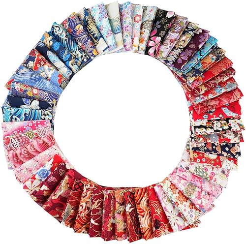 QIUMING Lot de 5 Tissus Japonais en Coton carrés de 25 x 25 cm/50 x 50 cm pour Loisirs créatifs, Patchwork, Quilting, Couture, Artisanat - Nail Gallerys