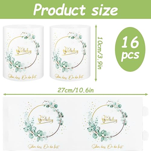 RUNEAY Lot de 16 photophores décoratifs de table d'anniversaire pour bougies chauffe-plat, bougies, décoration de table Happy Birthday pour salon, chambre à coucher, salle de bain, extérieur (vert) - Nail Gallerys