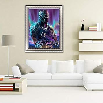 Wakanda Kit de peinture diamant 5D à faire soi-même, pour enfants et adultes, thème de la panthère noire Marvel de Wakanda, 30,5 x 40,6 cm - Nail Gallerys