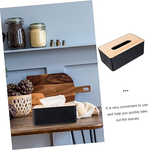 Homoyoyo Boîte en Papier avec Couvercle en Bois Organisateurs De Salle De Bain Décor Champêtre Support De Boîte à Mouchoirs Tiroir Papier Voiture Bureau Rural Plastique Articles De Toilette - Nail Gallerys