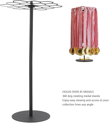 Bewinner Présentoir Rotatif pour Médailles, Support pour Médailles en Acier au Carbone, Support pour Médailles de Table pour Basket-Ball, Course à Pied, Course Sportive, Marathon, Danse - Nail Gallerys