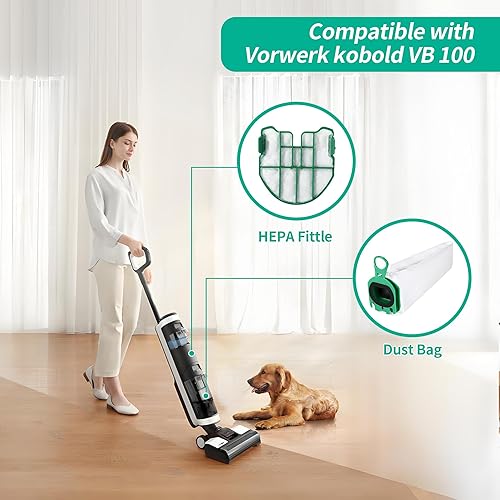 Lot de 12 Sacs d'aspirateur pour Vorwerk Kobold VB100,Sacs d'aspirateur,Avec 4 Filtres à Moteur, 2 Pinceaux,Supérieure pour Aspirateur Sans Filtre Kobold VB100 FP100 - Nail Gallerys