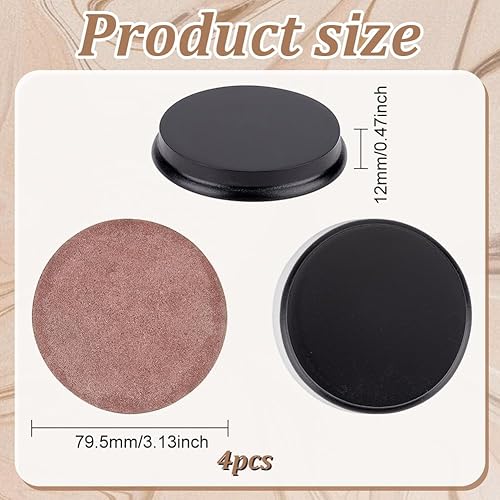 FINGERINSPIRE 4Pcs Base Ronde en Bois de 79.5 mm Avec Surface Laquée Noire - Plaque Circulaire en Bois - Plaque Ronde Plate en Bois pour Figurines D'Action Modèles Miniatures Projets D'Artisanat - Nail Gallerys
