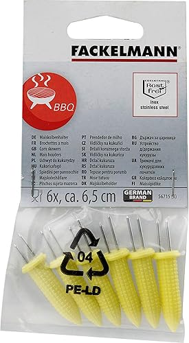 Fackelmann 56715 Lot de 6 Piques à épi de mais Plastique/INOX Jaune/Argent 6,5 cm - Nail Gallerys