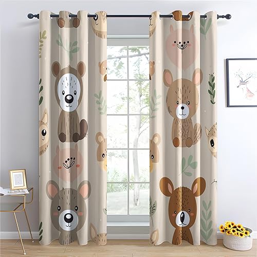 Luxfieo Rideau Occultant Cochon - Décoration Cochon, Rideau Thermique Motif Enfant Animaux de la Ferme Mignon, Lot de 2 Rideaux Opaque à Oeillets pour Fenetre Chambre Salon, 75x166 cm (LxH) - Nail Gallerys