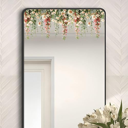 KASESSS 6 Feuilles Stickers Fenetre Fleurs, Électrostatique Sticker Fenetre, Autocollant fenetre Fleurs, Roses Branche Vigne Stickers Vitre, Autocollant Vitre pour Salon Chambre à Coucher Cuisine Café - Nail Gallerys