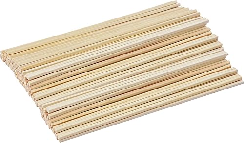 Lot de 50 baguettes en bois pour le bricolage - Carrés - 30 cm de long - Baguettes en bambou pour bricolage - Nail Gallerys