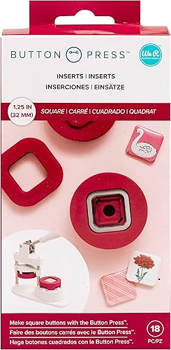 We R Memory Keepers Button Press Insert Square Bouton Poussoir carré, Plastique, 31 mm - Nail Gallerys