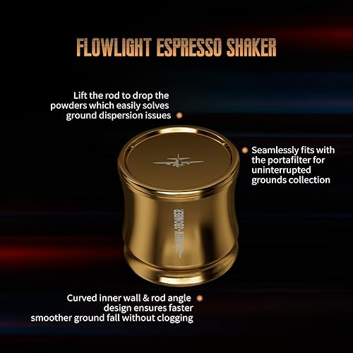 MHW-3BOMBER Shaker à café à expresso 58 mm, tasse de dosage de café pour café en poudre et grains de café, tasse à expresso moulu pour barista à domicile, collection Flowlight Titanium Gold modèle - Nail Gallerys
