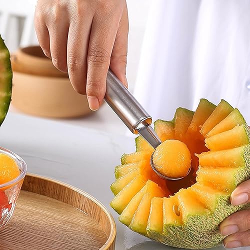 Cuillère à billes, emporte-pièce à pastèque, coupe-boule de pastèque, pelle à fruits en acier inoxydable – Poignée ergonomique double face, ustensile de cuisine, adapté à un usage alimentaire pour - Nail Gallerys