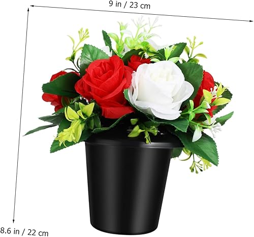 ULTECHNOVO 2pièces Lot de Fleurs Artificielles pour Tombeau Petit Seau Décorations De Cimetière Élégantes Et Fleurs Commémoratives pour Graves Et Fête Mémoire - Nail Gallerys