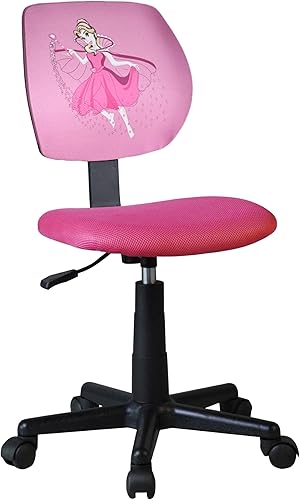Casa Vital ZUMBINA Chaise de bureau pour enfant 38 x 45 x 77-89 cm, pivotante à 360°, hauteur réglable, rembourrage en tissu, base en plastique, charge maximale 70 kg (rose) - Nail Gallerys