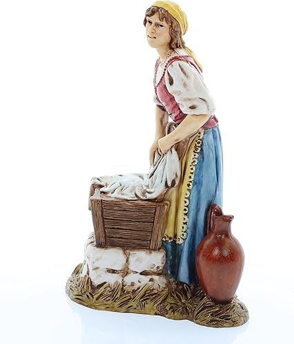 Moranduzzo Lavandière pour Crèche de 12 Cm Échelle 1:15 - Figurines de Crèche Indestructibles - Style 700', Peinture Finition à la Main, Produit Officiel, Fabriqué en Italie, Sculpteur M. Landi - Nail Gallerys