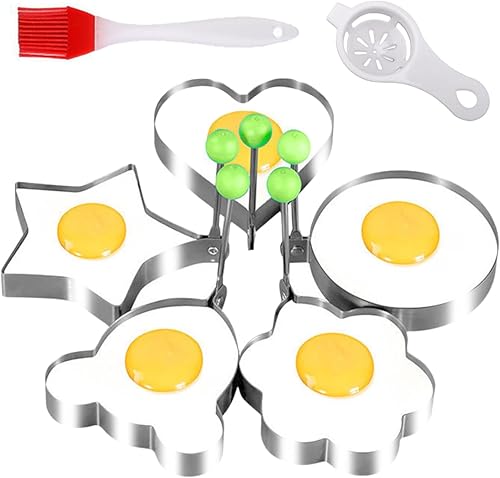 Moule à omelette，Moules à œufs miroir，Moules à œufs miroir pour Le Moule à œufs en acier inoxydable avec poignée Oeufs Convient pour les œufs au plat Crêpes Omelettes，5 pièces - Nail Gallerys
