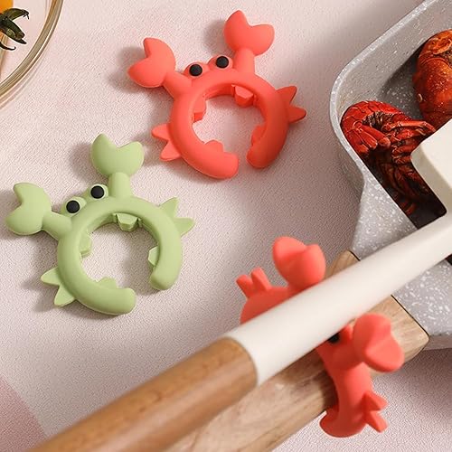 4 Pcs Porte Spatule en Forme de Crabe, Porte Ustensiles de Crabe, Repose Cuillère en Silicone, Support Spatule de Crabe, Crab Spatula Holder, Crab Utensil Holder, Crab Spoon Holder (Rouge) - Nail Gallerys