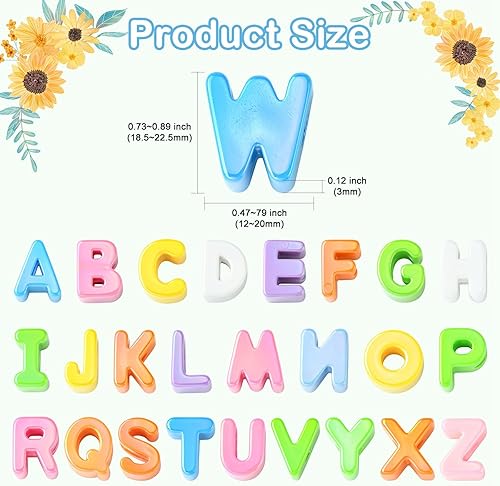 KitBeads Lot de 52 grandes perles colorées en acrylique avec lettres de l'alphabet de A à Z pour fabrication de bracelets, bijoux, colliers, boucles d'oreilles, travaux manuels - Nail Gallerys