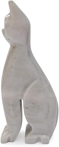 Chat Sculpture de table Serre-livres en marbre blanc White Marble Bookends Cat Art Decor H.12 cm - Nail Gallerys