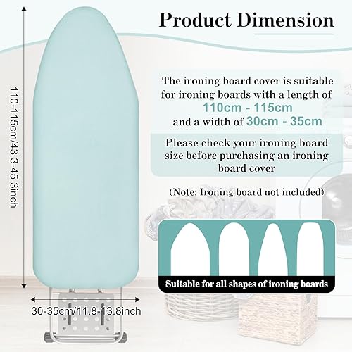 LUKDUNG Housse de table à repasser en coton avec élastique pour centrale vapeur - Convient pour les tables à repasser de 110 à 115 cm x 30 à 35 cm - Bleu bébé - Nail Gallerys