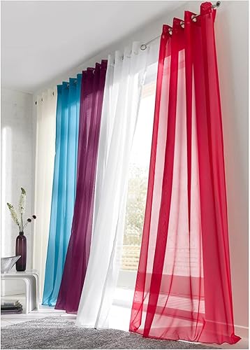 SMITHOOM Lot de 2 Rideaux Voilage à Oeillets Classique Couleur Unie Translucide Voilage pour Salon Décor Chambre Enfant Balcon Cuisine, Rouge, 140x245cm - Nail Gallerys