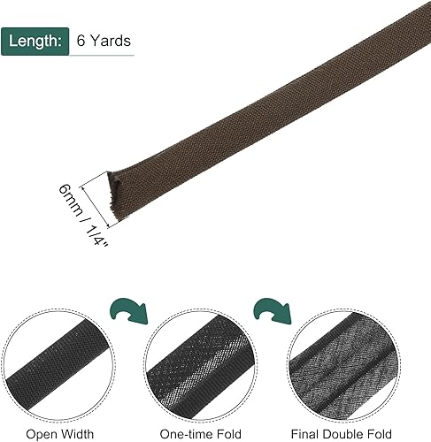 QUARKZMAN 1/4 pouce Double Plié Biais Bande Coton Continu Vrac Biais Ruban pour Couture,Couture Matelassage Ourlet Reliure Artisanat (Marron 6 Yards) - Nail Gallerys