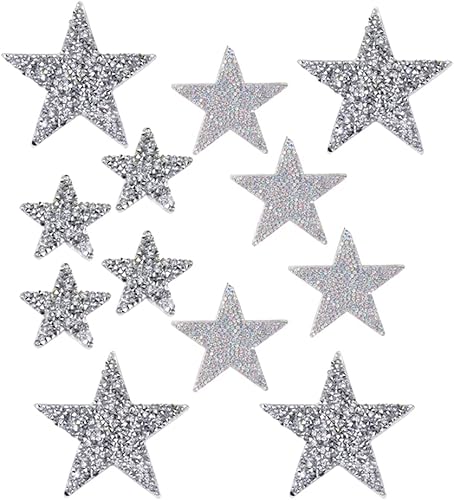 Niaciswe Patch Thermocollant 12 Pièces Ecusson Thermocollant Etoiles à Paillettes 3 Tailles Strass Acrylique Scintillants en Cristal d'étoile pour Chaussures Vêtement Chapeaux - Nail Gallerys