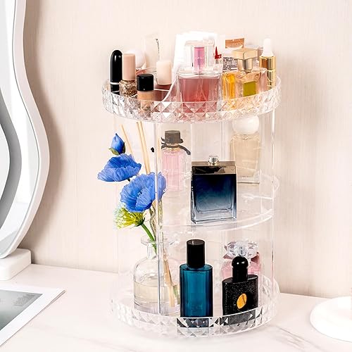 V-HANVER Organisateur de Maquillage Acrylique, Rangement Maquillage Rotatif 360° Multifonctionnel Transparent - Nail Gallerys