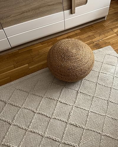Pouf Rond Style Boho Tressage en Jute ⌀ 50 cm Beige Naturel Tifelt - Nail Gallerys