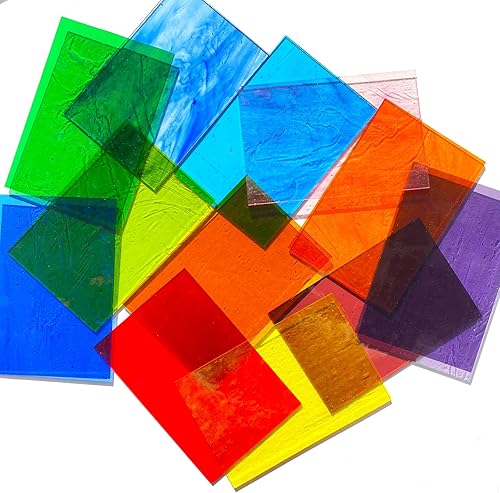 PALJOLLY Lot de 12 feuilles de verre vitrail transparent, 10,2 x 15,2 cm, carreaux de mosaïque en verre pour travaux manuels, fournitures de vitrail pour projets et travaux de mosaïque - Nail Gallerys