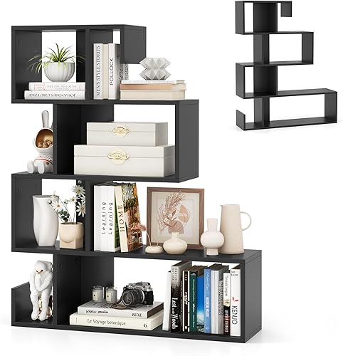 HOMASIS Bibliothèque en Bois à 5 Niveaux,Étagère de Rangement sur Pied de S avec étagères Ouvertes, Meuble de Rangement avec Protection Anti-basculement ‎80 x 22 x 120 cm（Noir） - Nail Gallerys