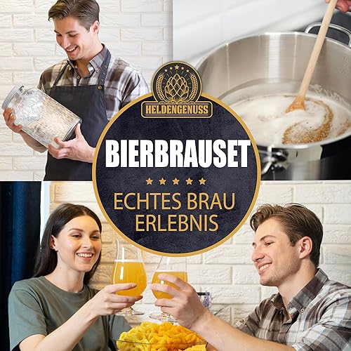 Heldengenuss - Kit de brassage clair - 5 l de bière - [Véritable expérience de brassage] - Kit de brassage de bière avec instructions vidéo - Cadeaux de bière pour hommes - Nail Gallerys