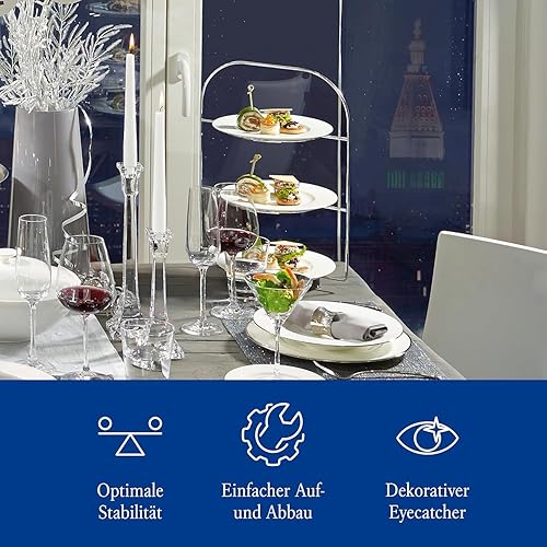 Villeroy & Boch - 10-4545-7865 - Anmut Etagère en Acier Inoxydable de Qualité, Plateau 3 Etages Pour Buffet Ou Brunch, Combinables avec Des Assiettes, 40 cm - Nail Gallerys