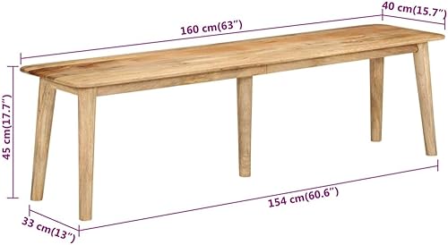 vidaXL Banc 160x40x45 cm Bois Massif de manguier - Nail Gallerys