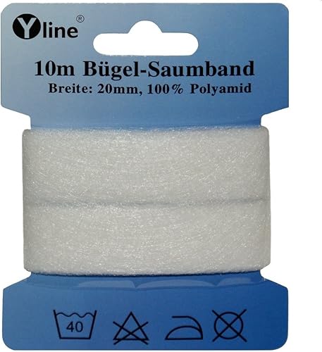 10 m x 2 cm - Bande d'ourlet pour ourlet sans couture - Bande d'ourlet - Blanc - 1080 - Nail Gallerys