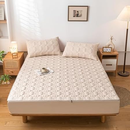Protège-matelas imperméable avec fermeture éclair intégrale respirante et anti-poussière personnalisable pour lit simple/double/king size, drap-housse lavable inclus (90 x 190 + 15 cm, blanc) - Nail Gallerys