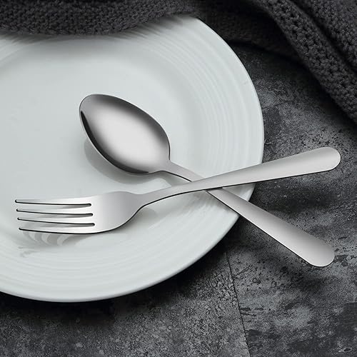 Lot de 24 fourchettes en acier inoxydable poli miroir - Passe au lave-vaisselle (18 cm) - Nail Gallerys