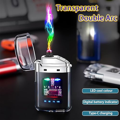 Sumokaii Briquet électrique rechargeable de type C, design à double arc, briquet coupe-vent, affichage de l'alimentation LED, double arc plasma coupe-vent, compact et facile à transporter, cadeau de - Nail Gallerys