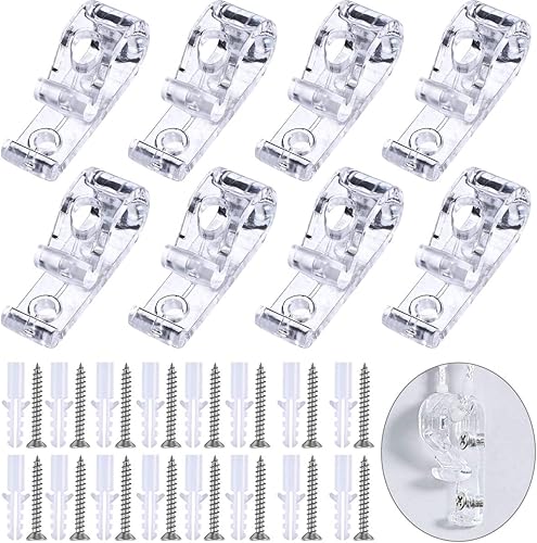 WEONE 8 pcs Stores Romains P Clip Rideau à Rouleau Transparents Enfants Sécurité P Clip avec 16 Vis + 16 Piliers en Plastique pour Maison Vertical Store à Billes Chaîne de Contrôle Cordon - Nail Gallerys